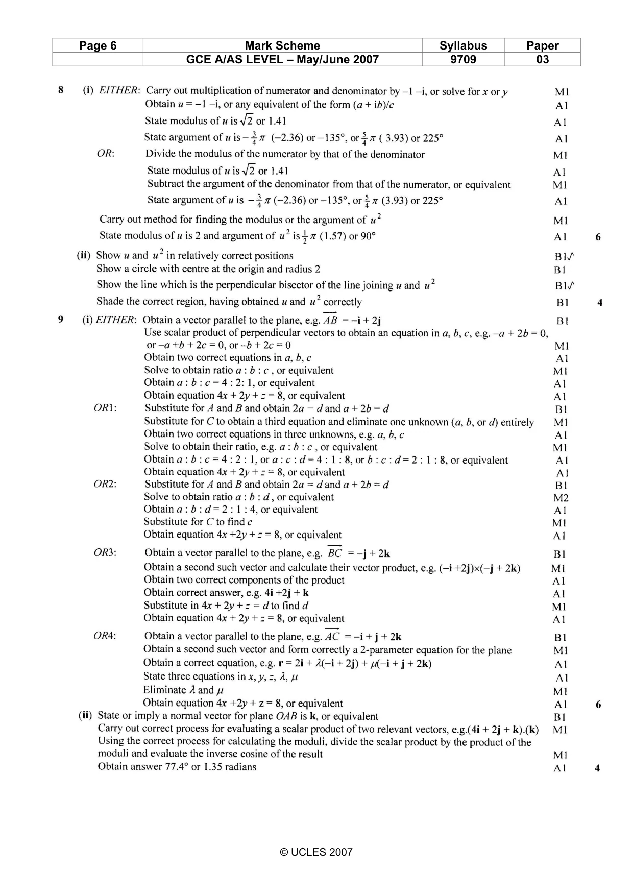 Mark scheme, page 6 of 7