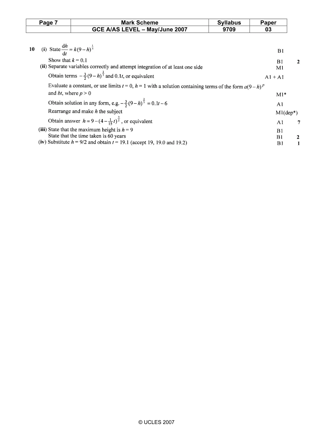 Mark scheme, page 7 of 7