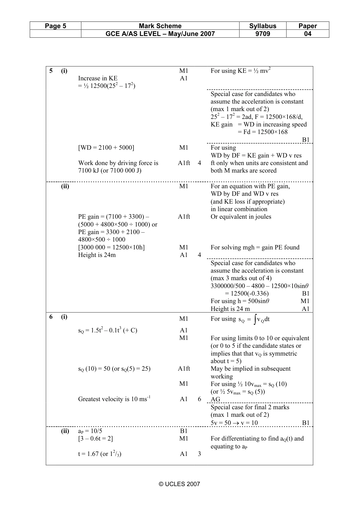 Mark scheme, page 5 of 6