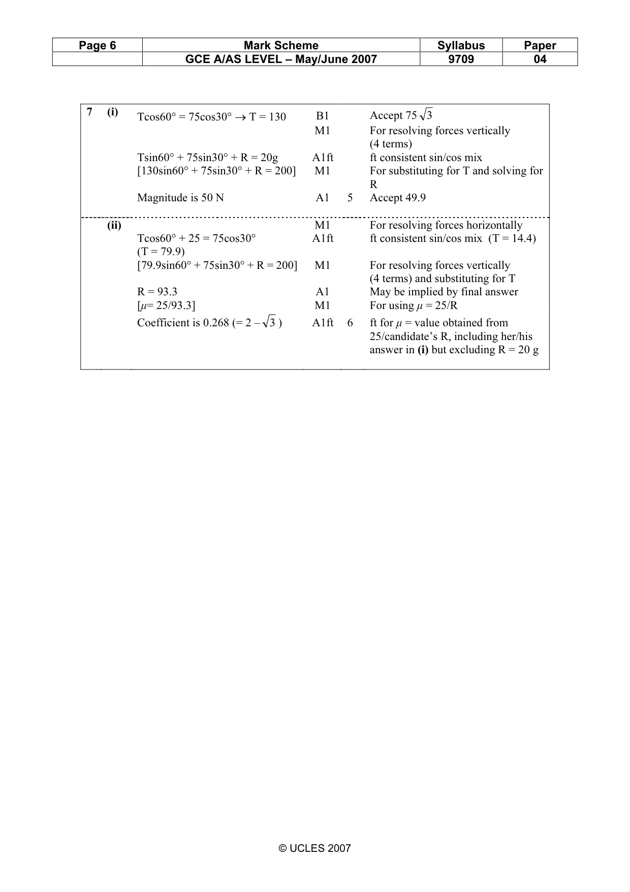 Mark scheme, page 6 of 6