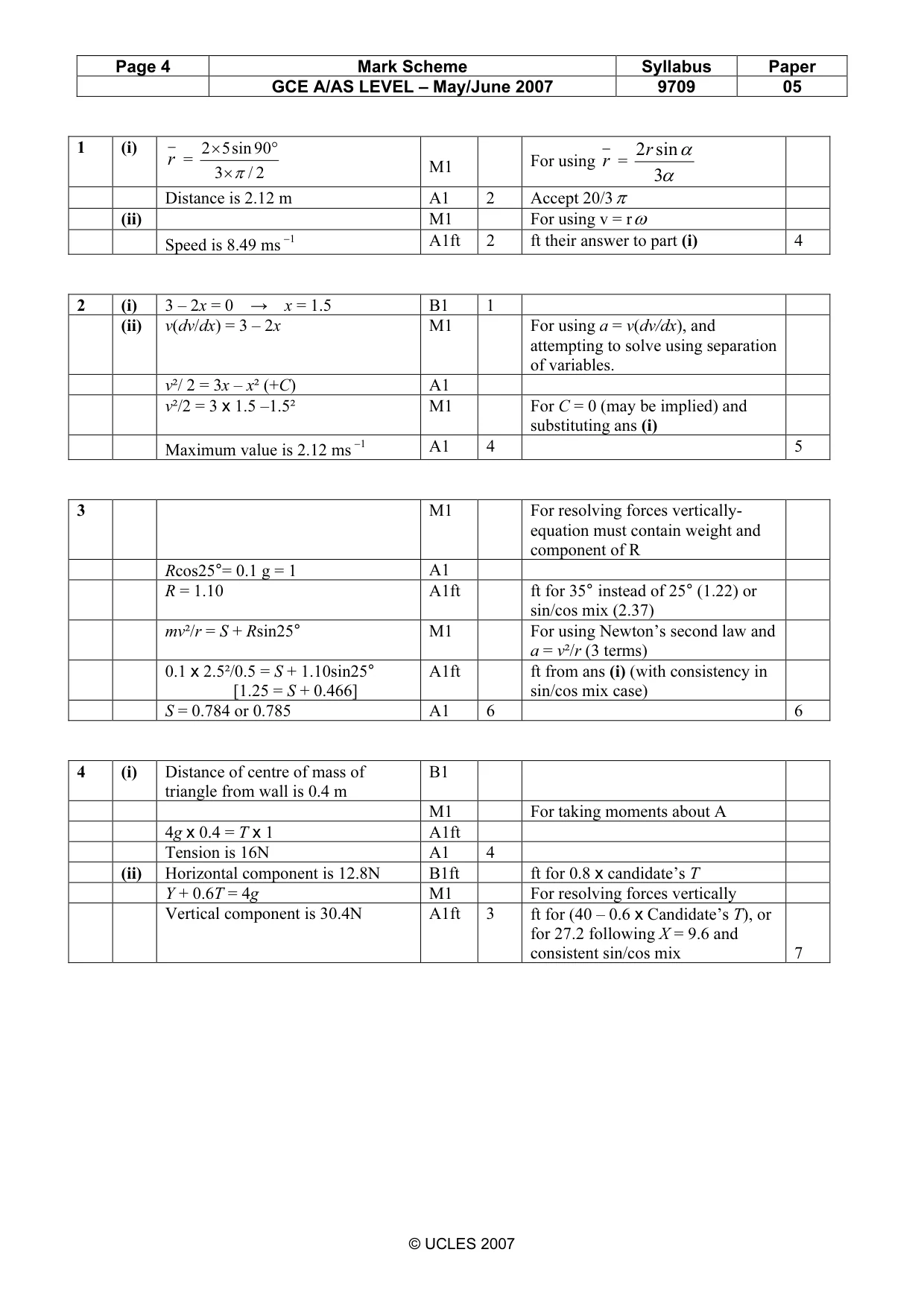 Mark scheme, page 4 of 5