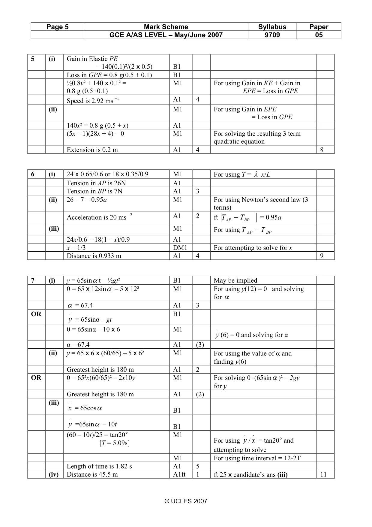 Mark scheme, page 5 of 5