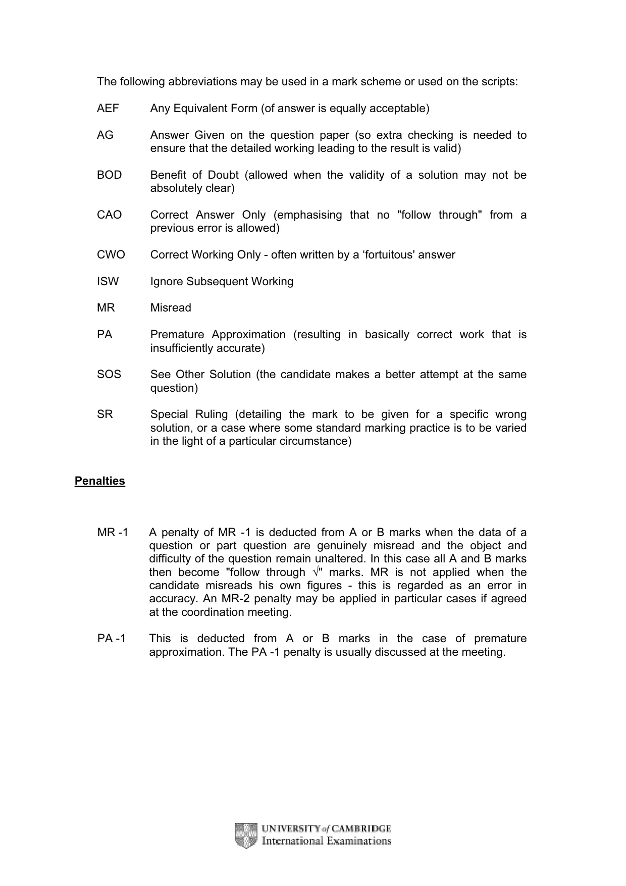 Mark scheme, page 3 of 6