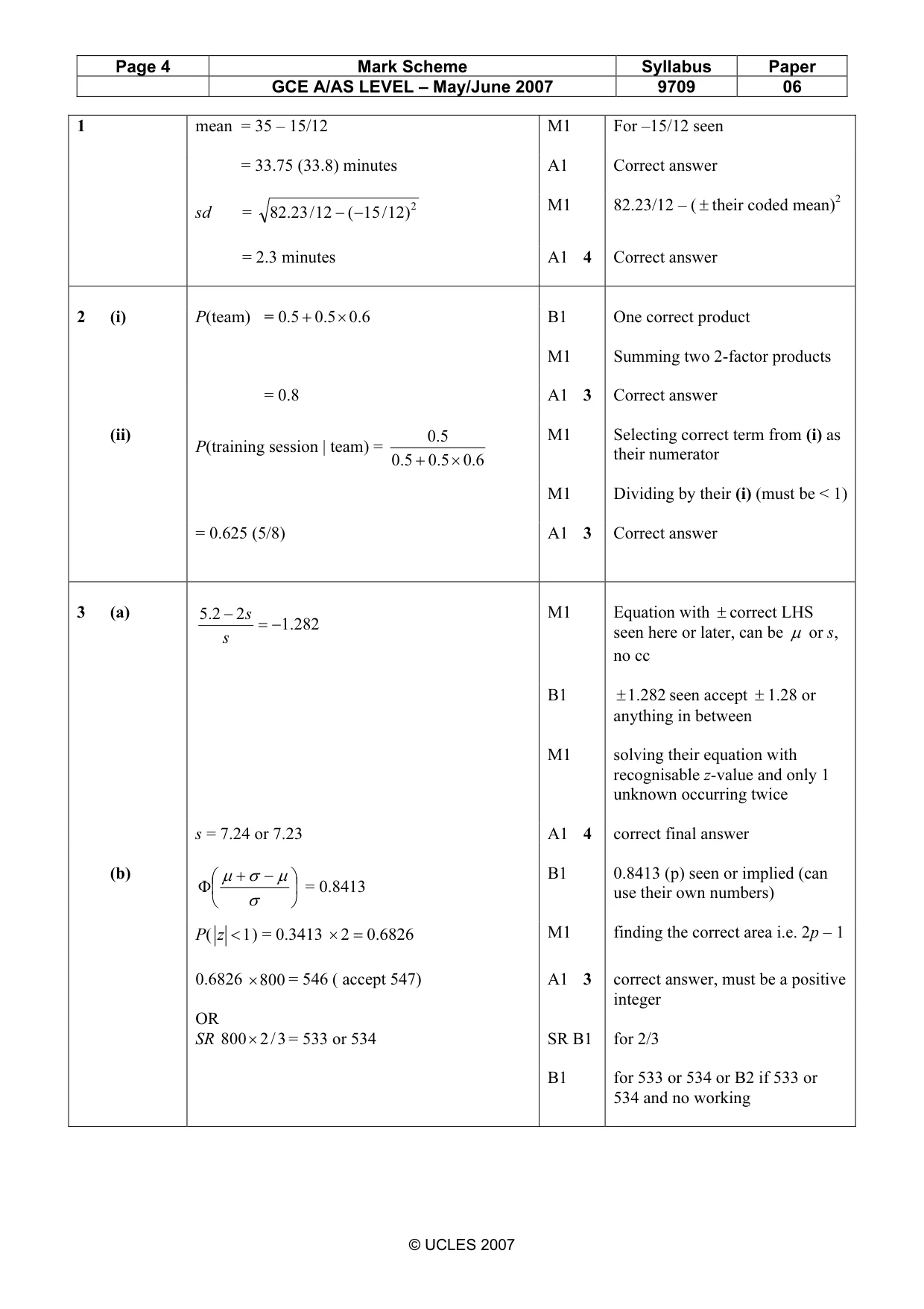 Mark scheme, page 4 of 6