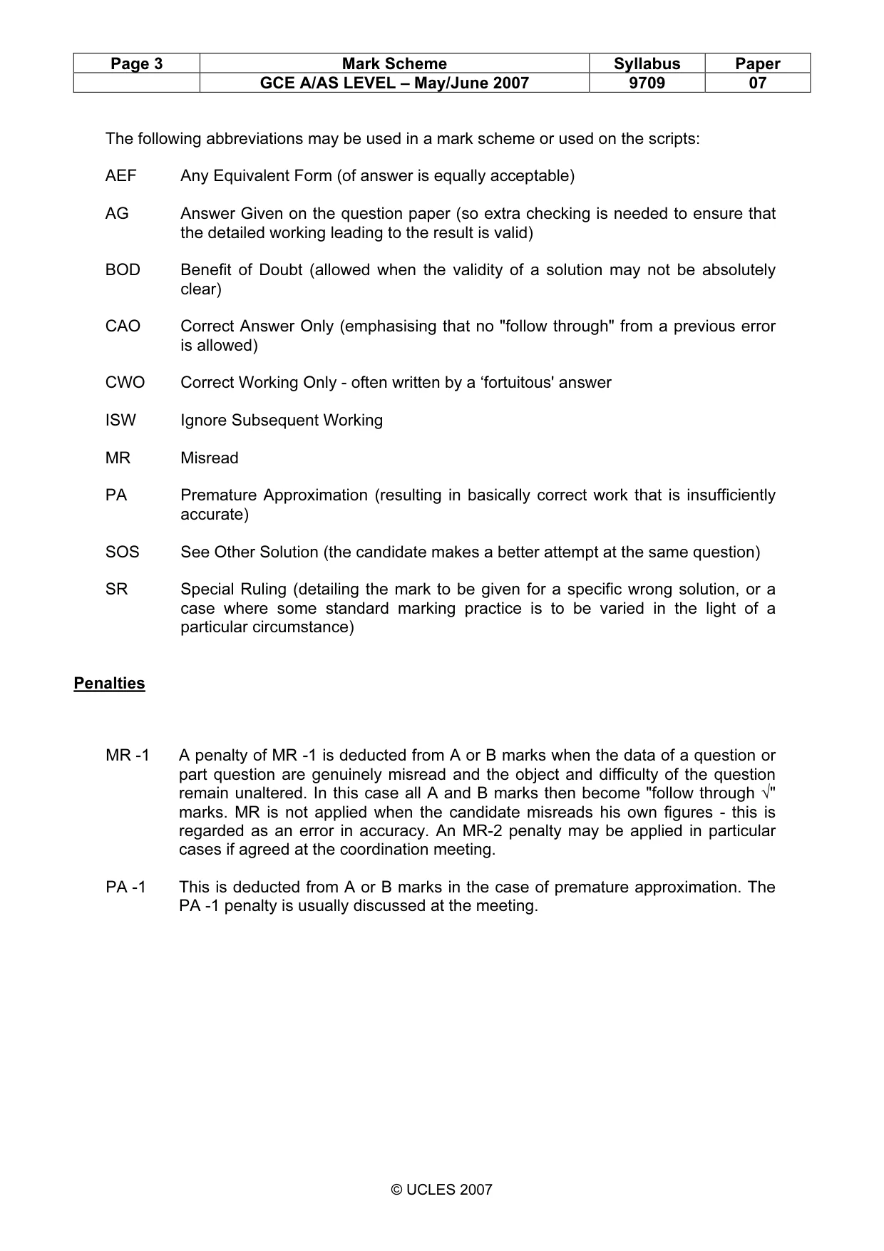 Mark scheme, page 3 of 6