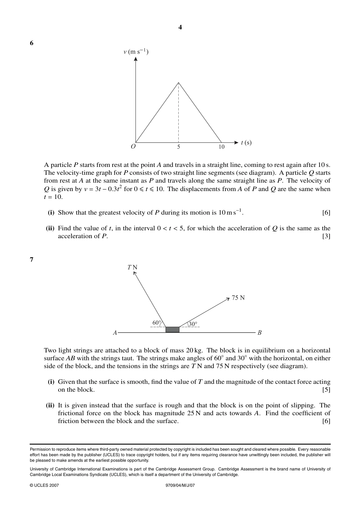 Cambridge A Level Mathematics 9709 2007 May/June Paper 4 · Variant 1 question paper, page 4 of 4