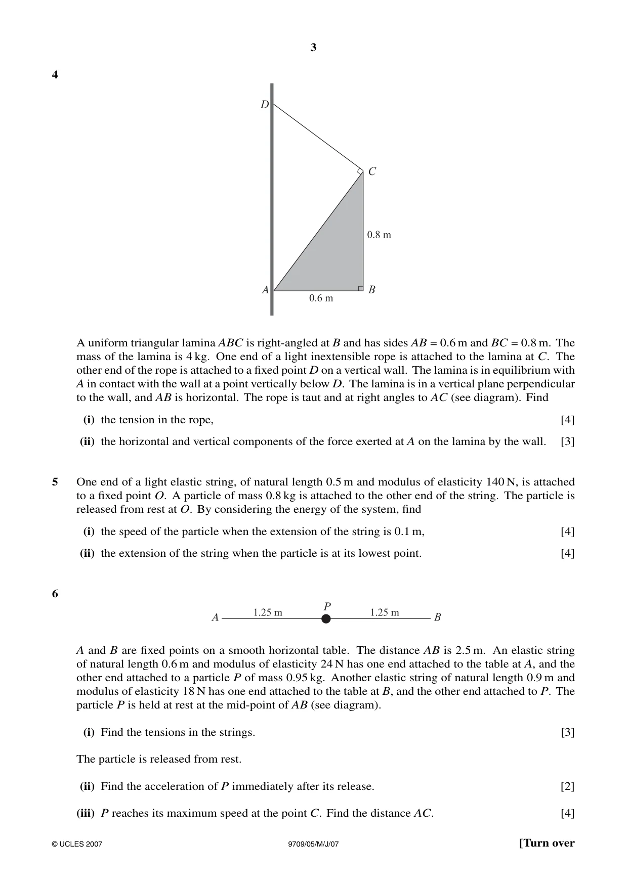 Cambridge A Level Mathematics 9709 2007 May/June Paper 5 · Variant 1 question paper, page 3 of 4