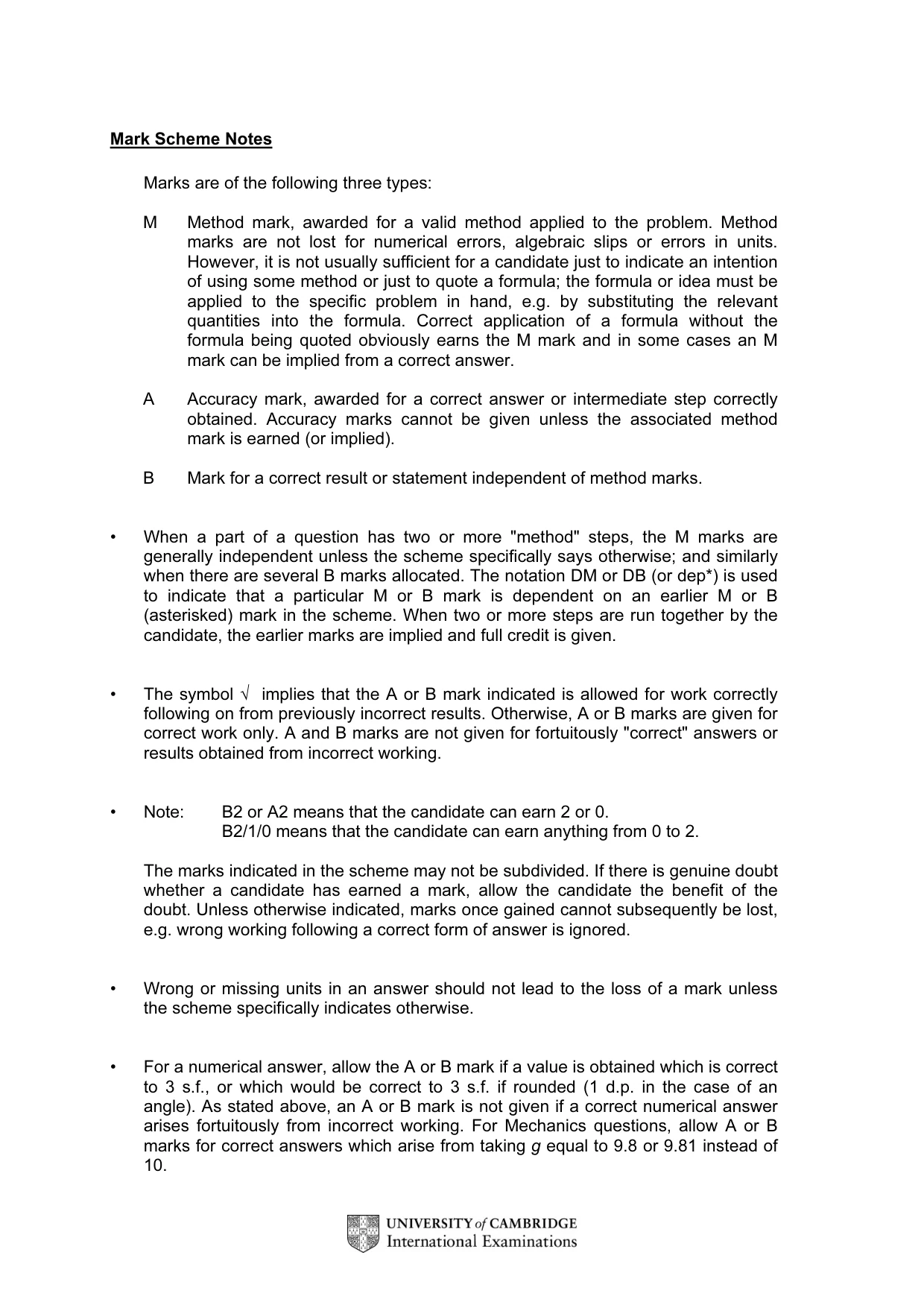 Mark scheme, page 2 of 7