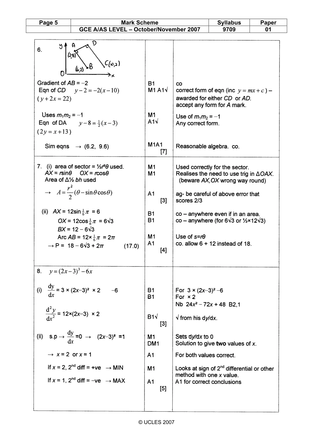 Mark scheme, page 5 of 7