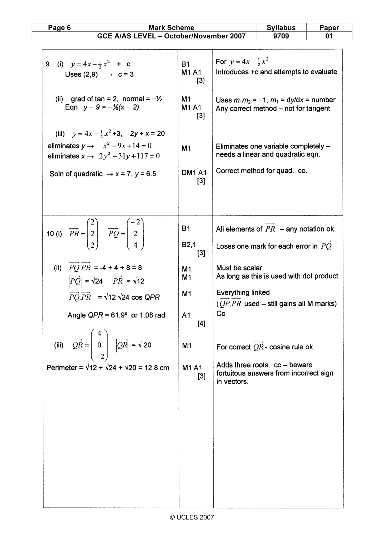 Mark scheme, page 6 of 7