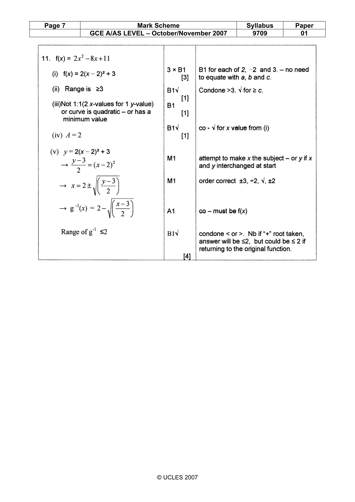 Mark scheme, page 7 of 7