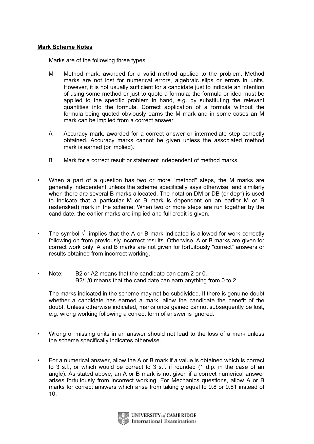 Mark scheme, page 2 of 5