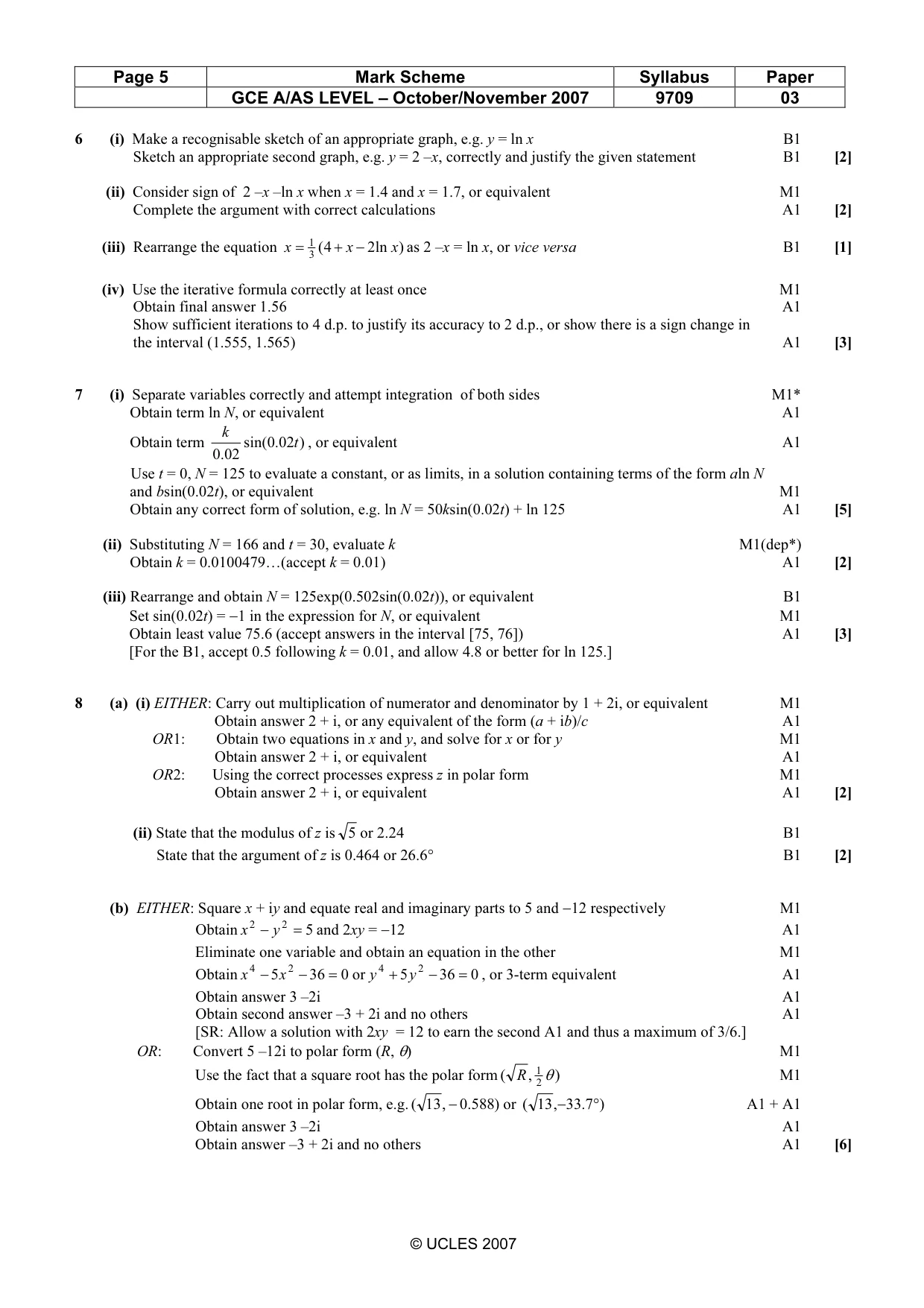 Mark scheme, page 5 of 6