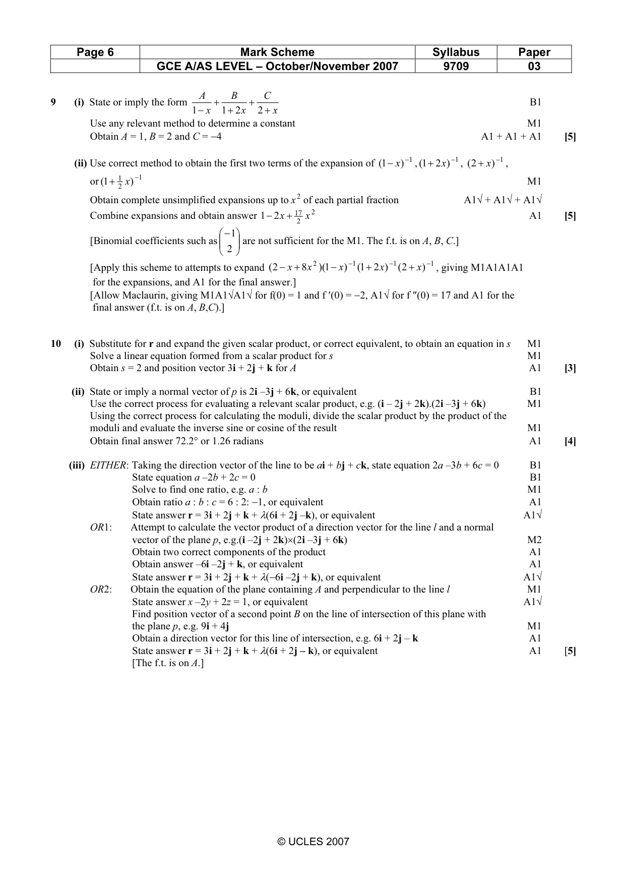 Mark scheme, page 6 of 6
