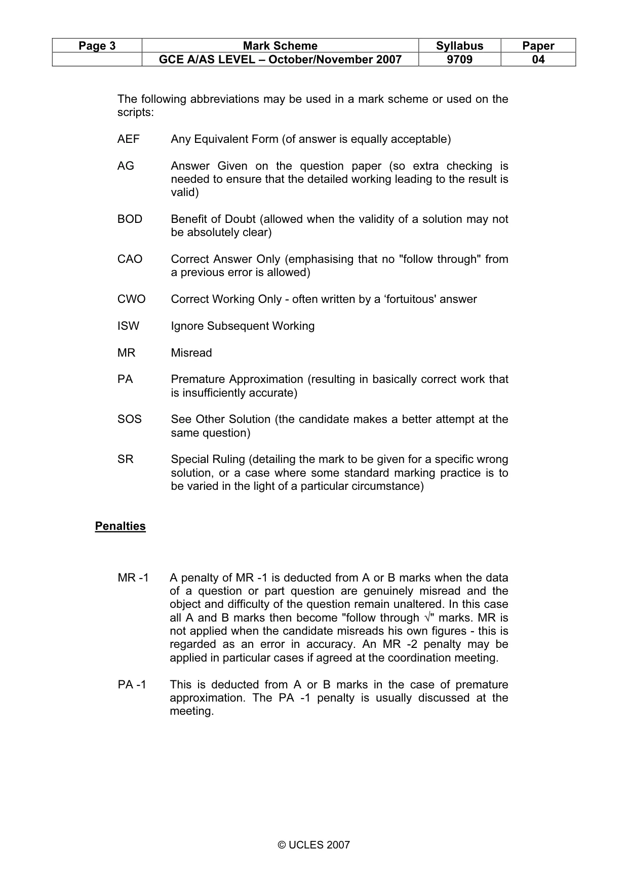 Mark scheme, page 3 of 6
