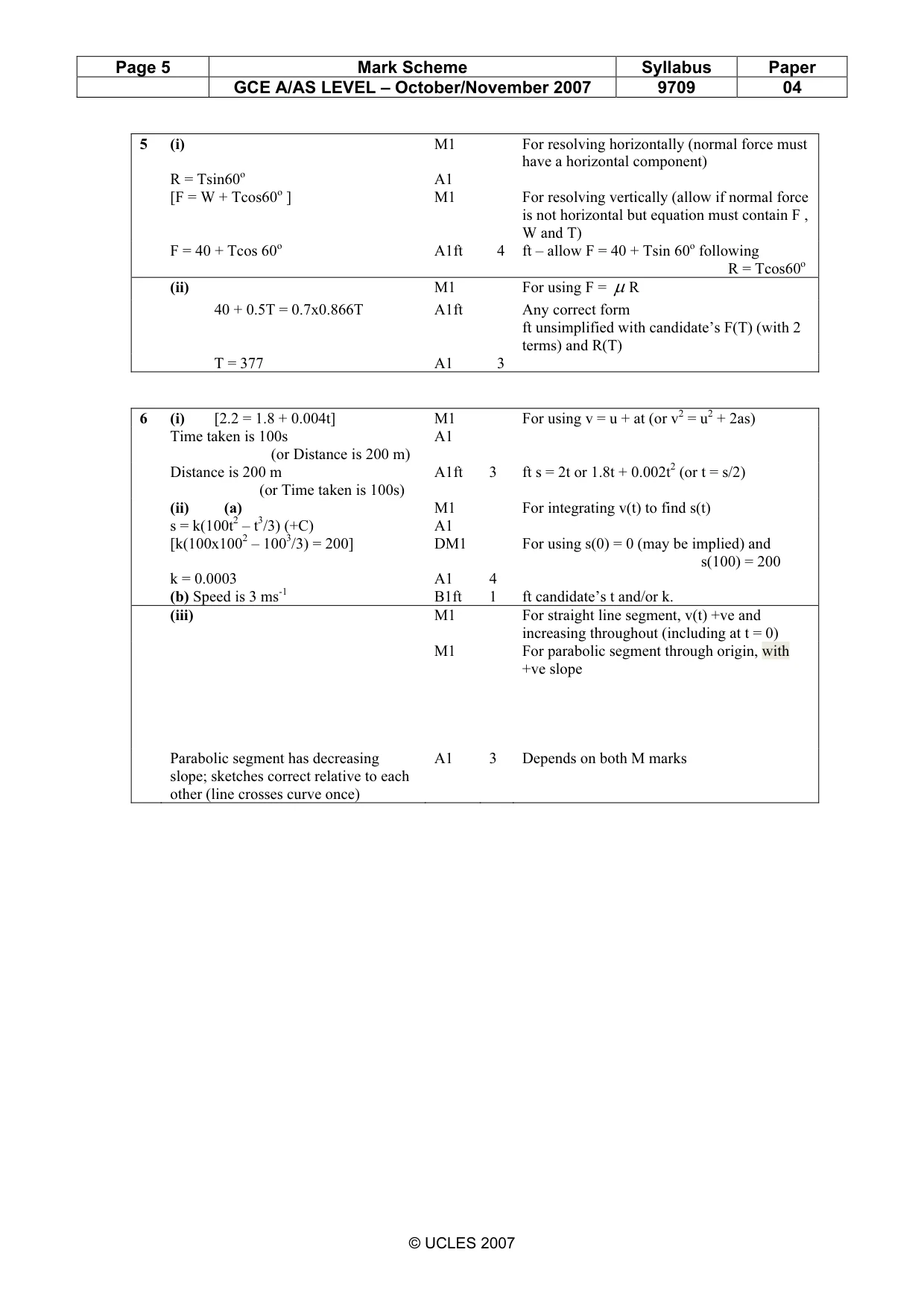 Mark scheme, page 5 of 6