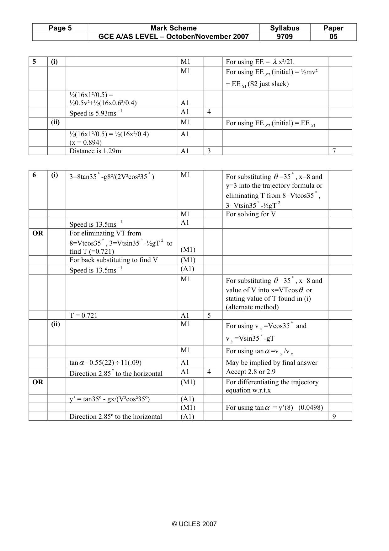 Mark scheme, page 5 of 6