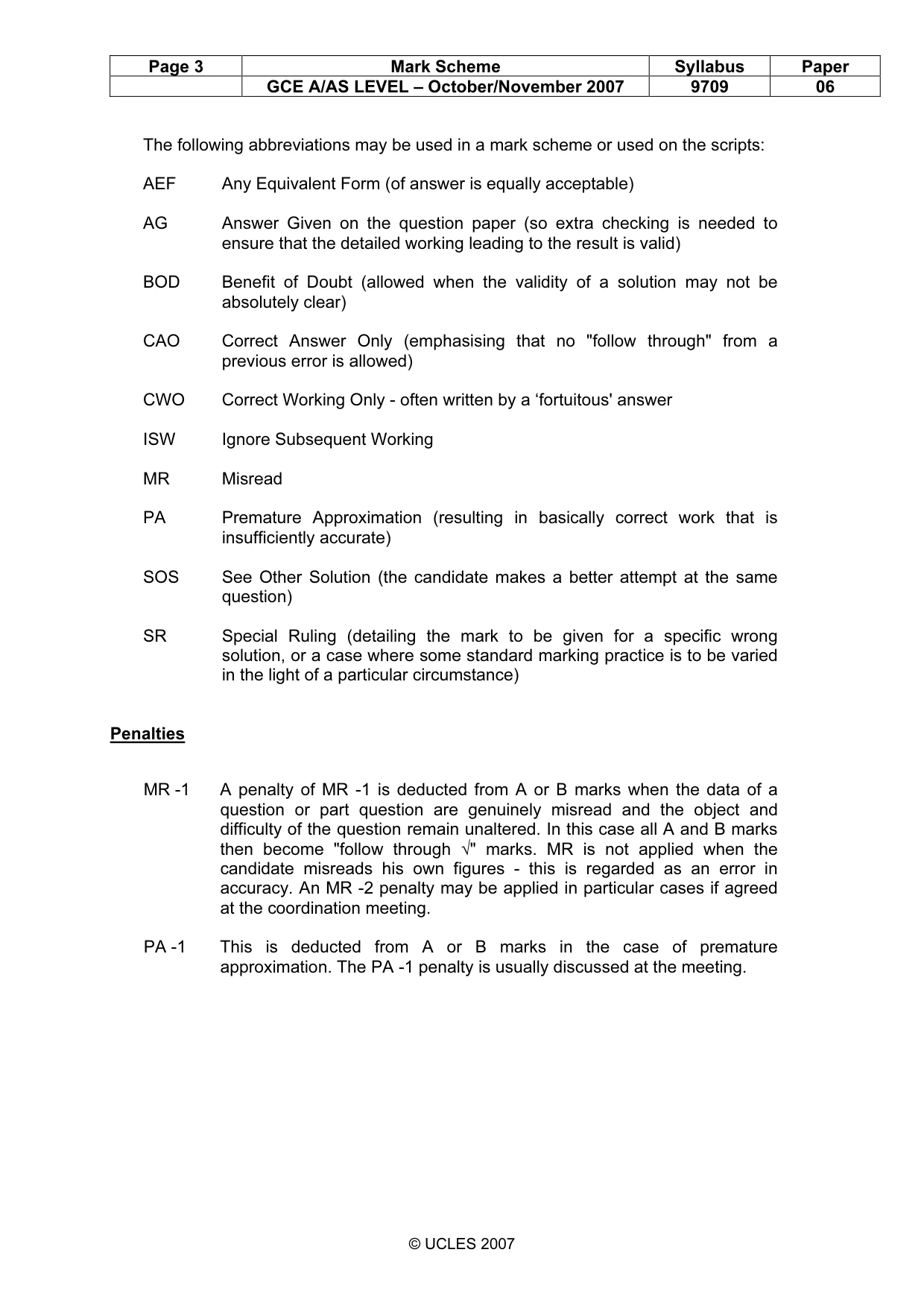 Mark scheme, page 3 of 6