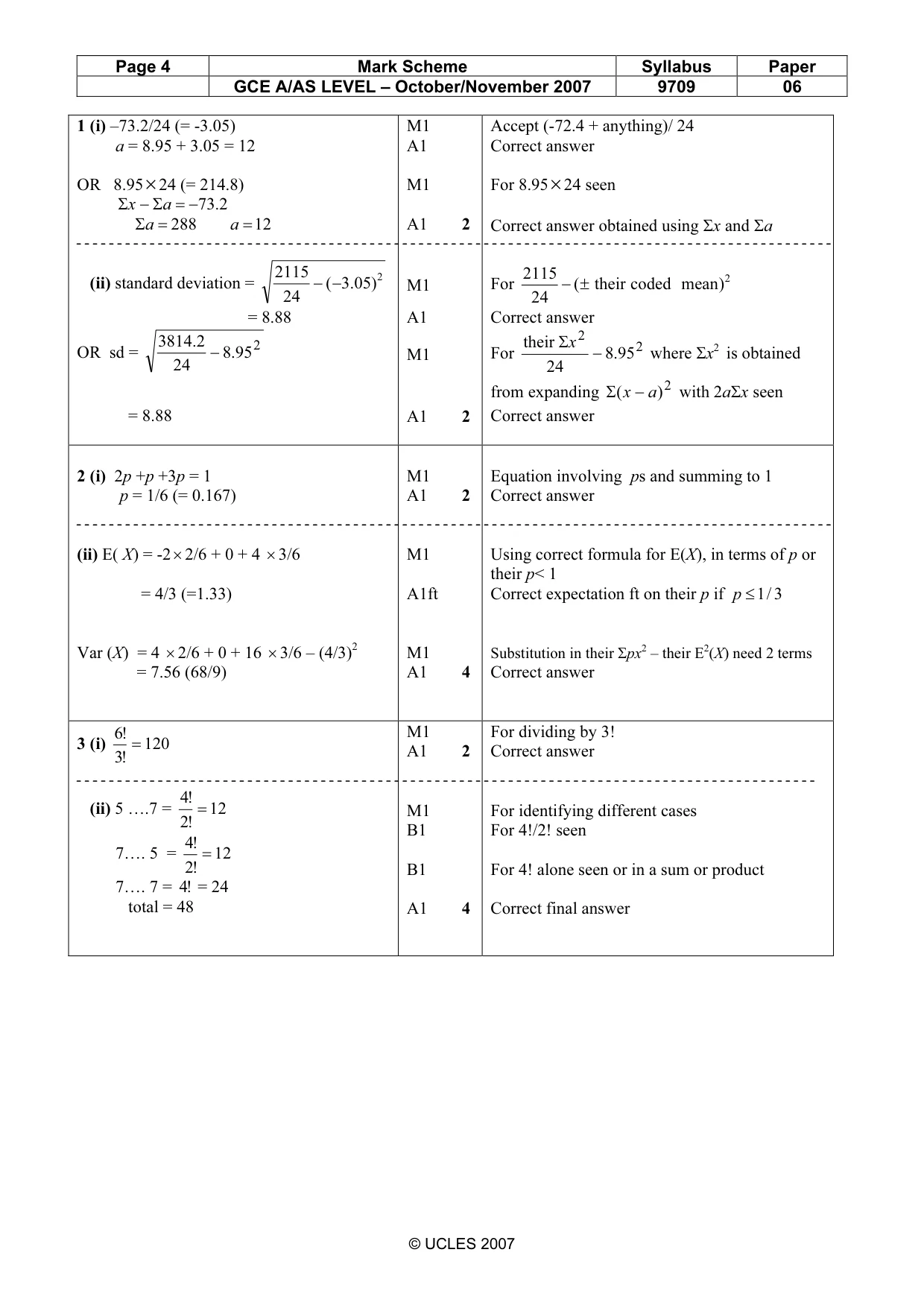 Mark scheme, page 4 of 6