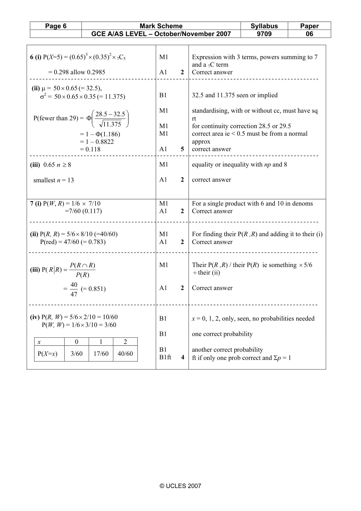 Mark scheme, page 6 of 6