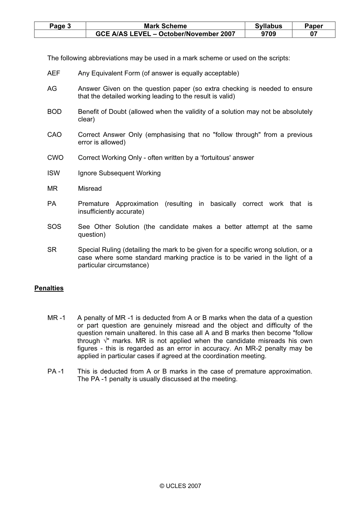 Mark scheme, page 3 of 6