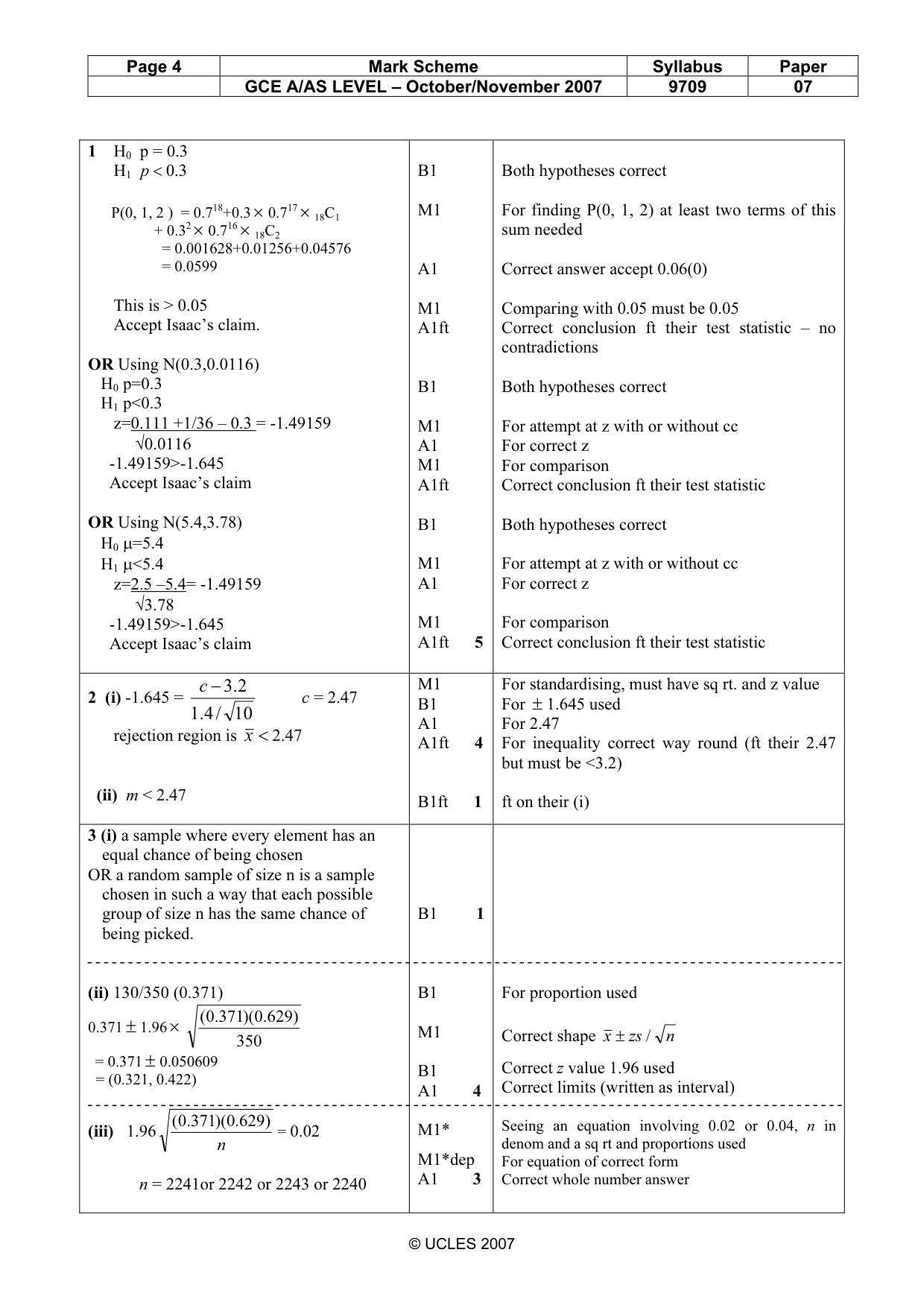 Mark scheme, page 4 of 6