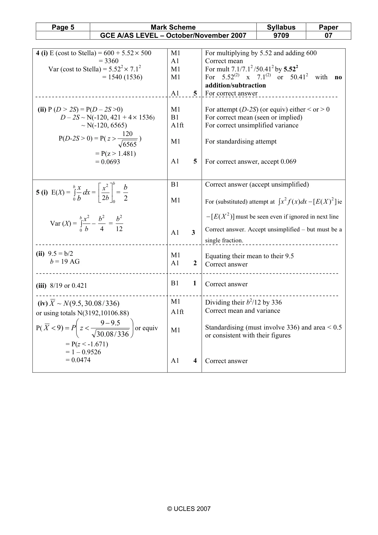 Mark scheme, page 5 of 6