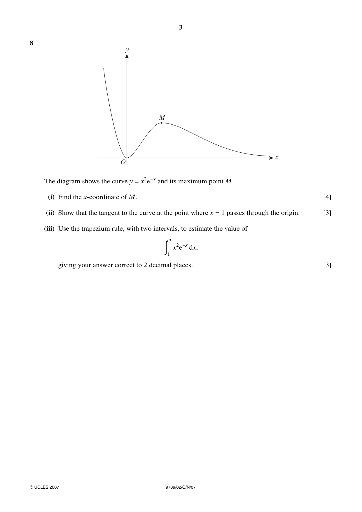 Cambridge A Level Mathematics 9709 2007 Oct/Nov Paper 2 · Variant 1 question paper, page 3 of 4
