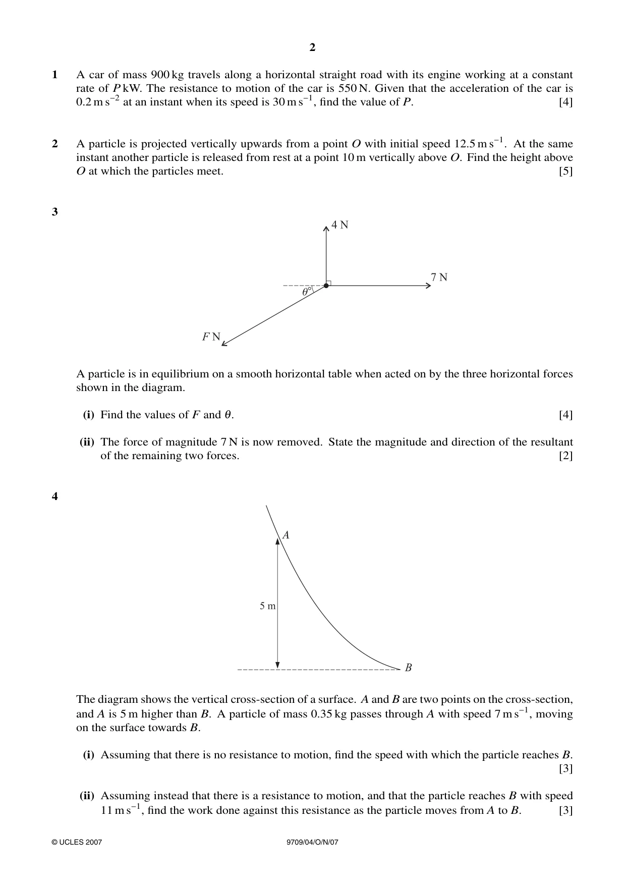 Cambridge A Level Mathematics 9709 2007 Oct/Nov Paper 4 · Variant 1 question paper, page 2 of 4