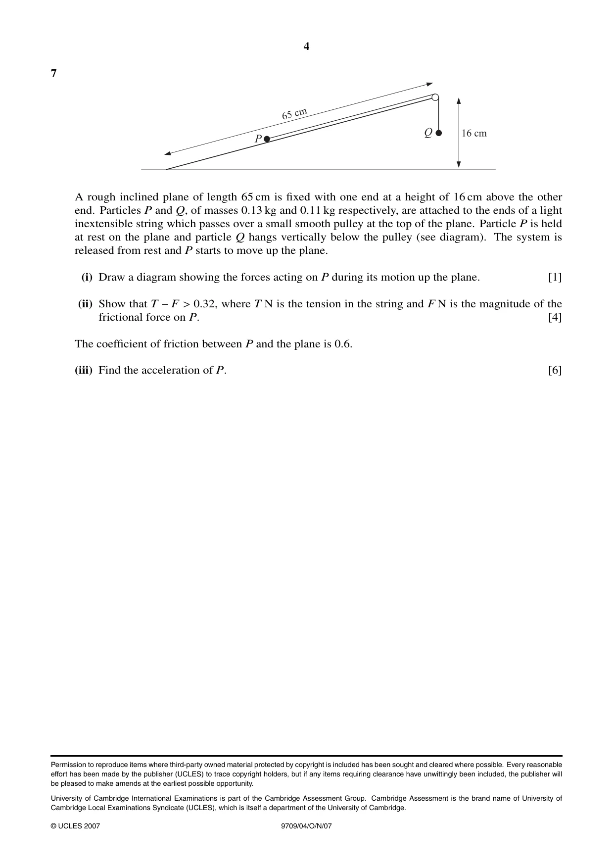 Cambridge A Level Mathematics 9709 2007 Oct/Nov Paper 4 · Variant 1 question paper, page 4 of 4