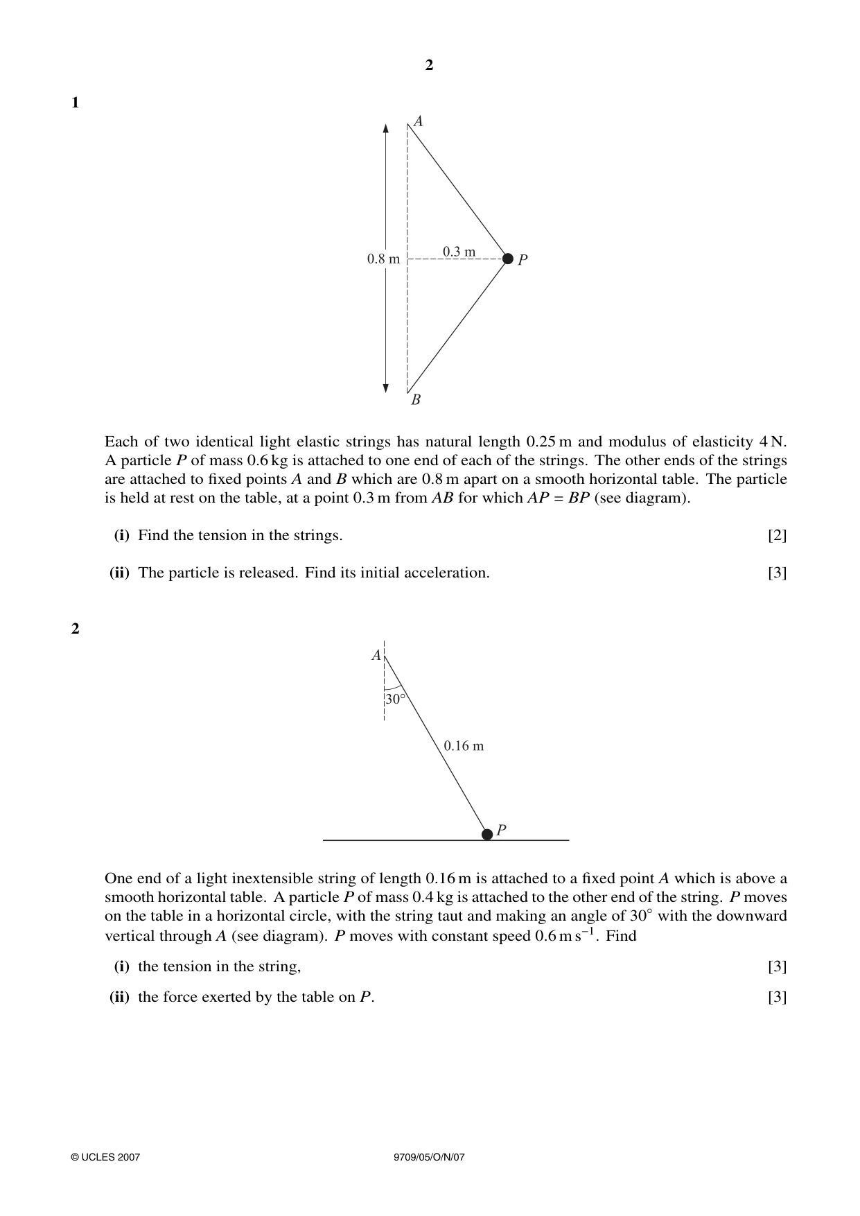 Cambridge A Level Mathematics 9709 2007 Oct/Nov Paper 5 · Variant 1 question paper, page 2 of 8