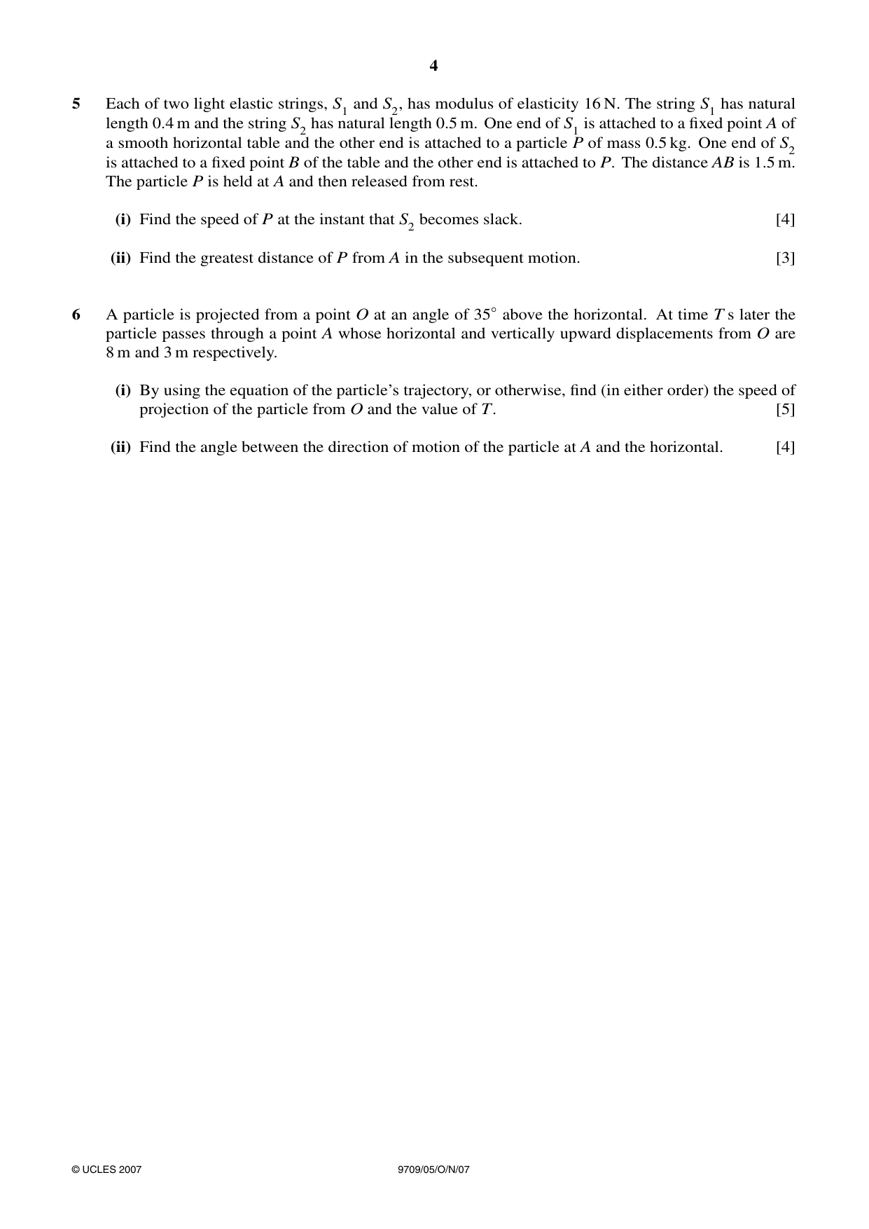 Cambridge A Level Mathematics 9709 2007 Oct/Nov Paper 5 · Variant 1 question paper, page 4 of 8