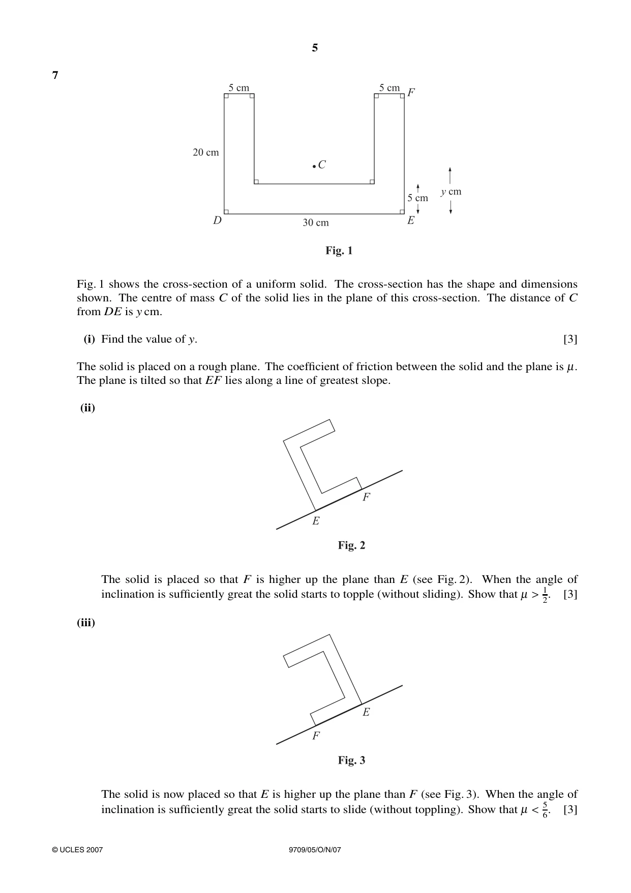 Cambridge A Level Mathematics 9709 2007 Oct/Nov Paper 5 · Variant 1 question paper, page 5 of 8