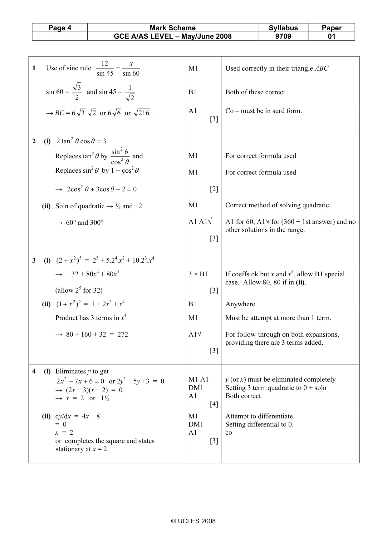 Mark scheme, page 4 of 7