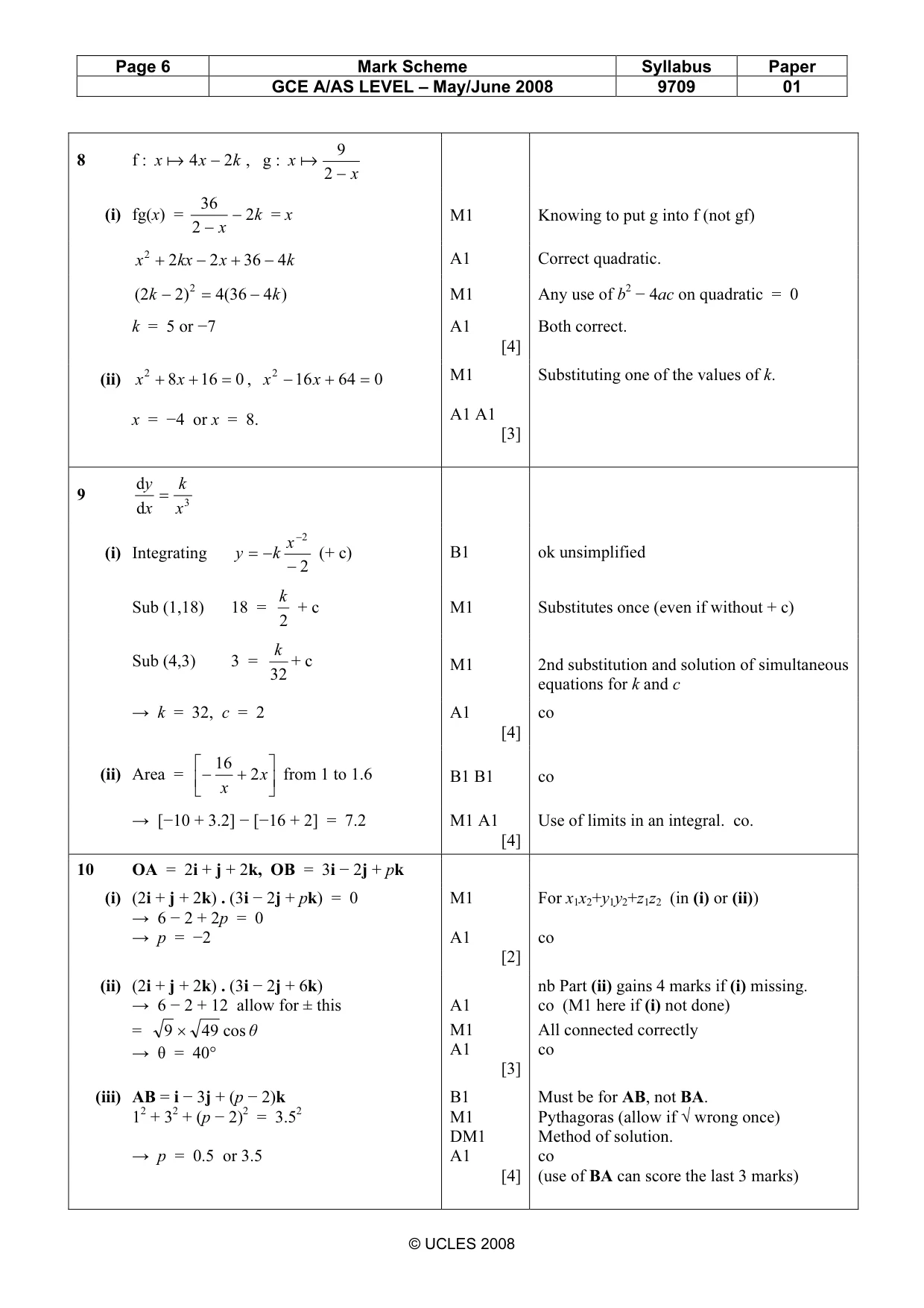 Mark scheme, page 6 of 7