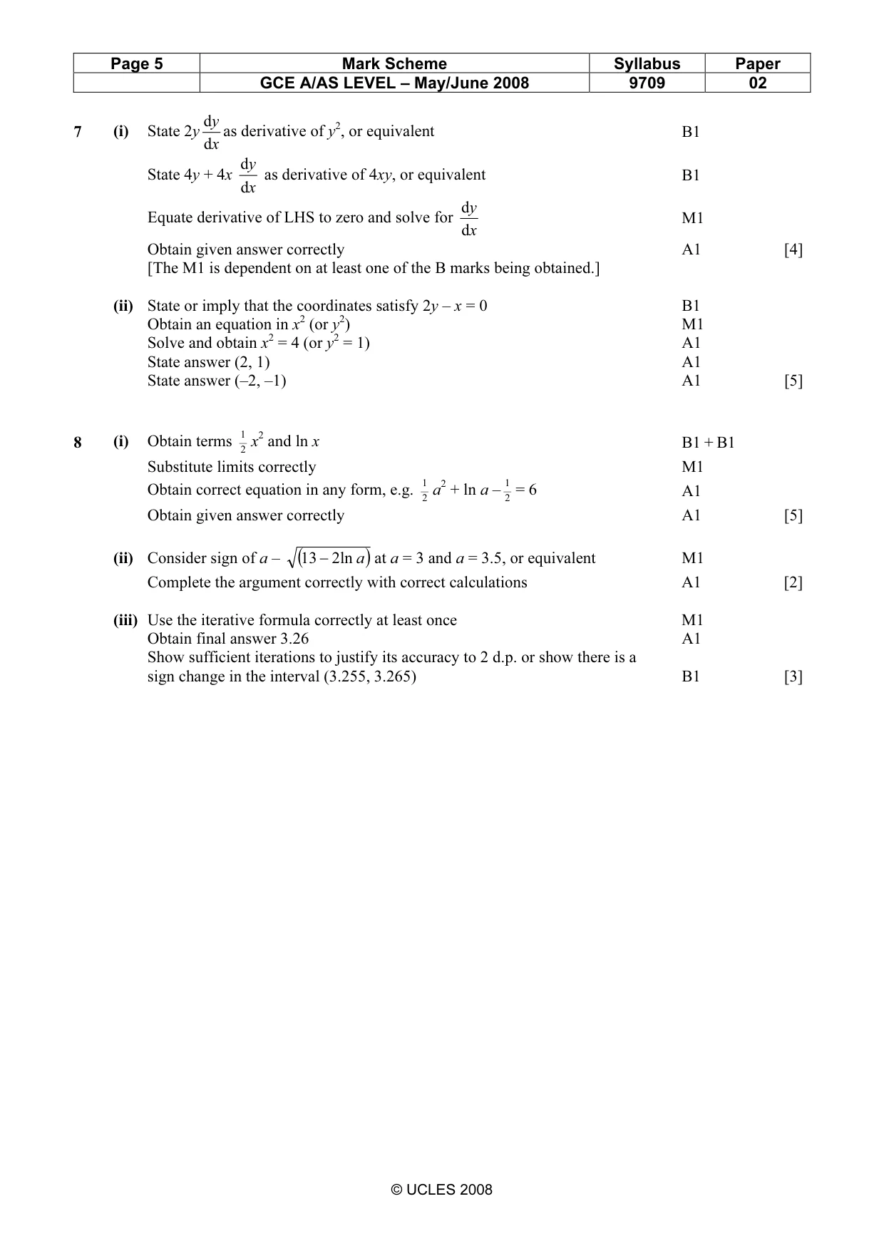 Mark scheme, page 5 of 5
