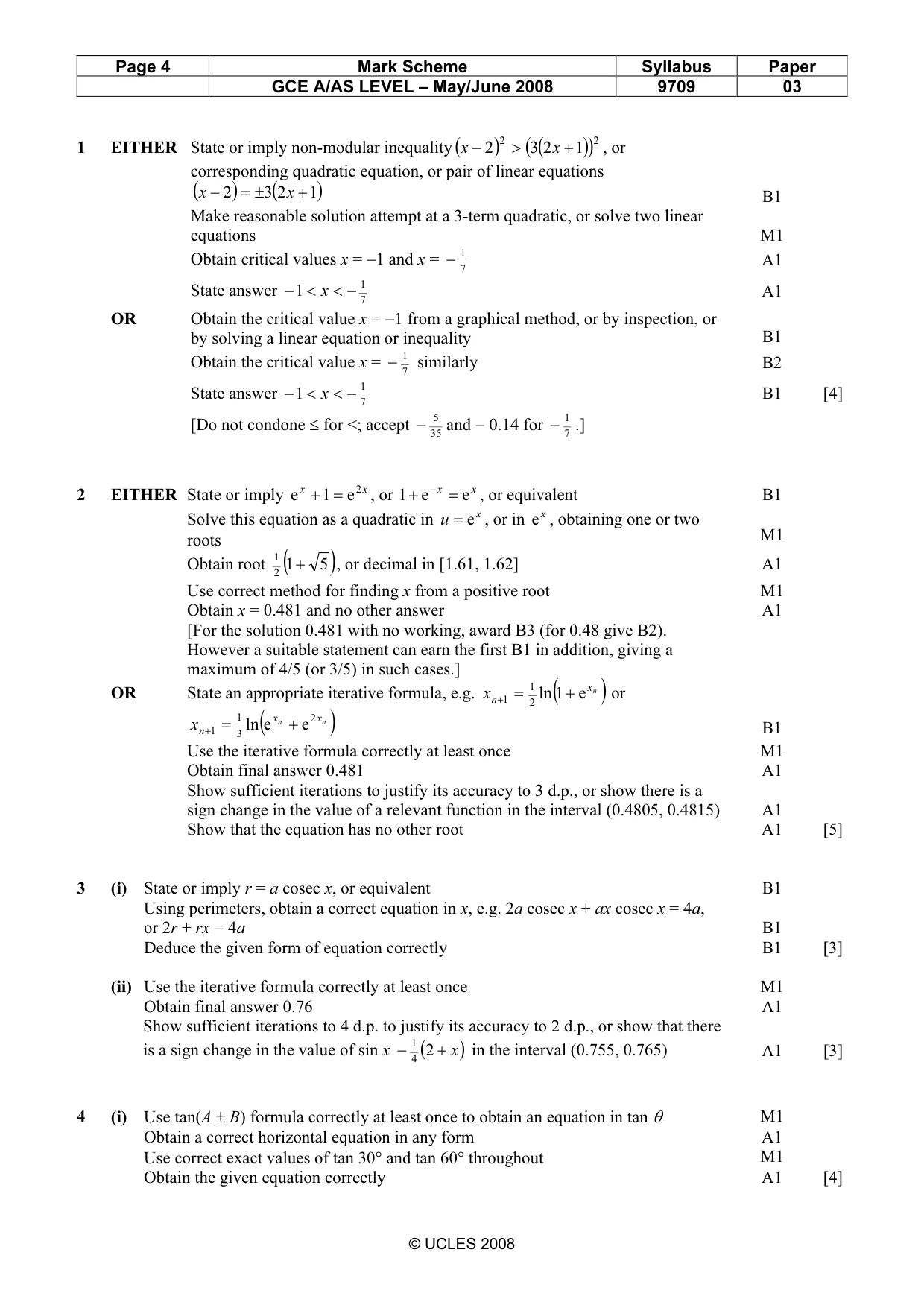 Mark scheme, page 4 of 7