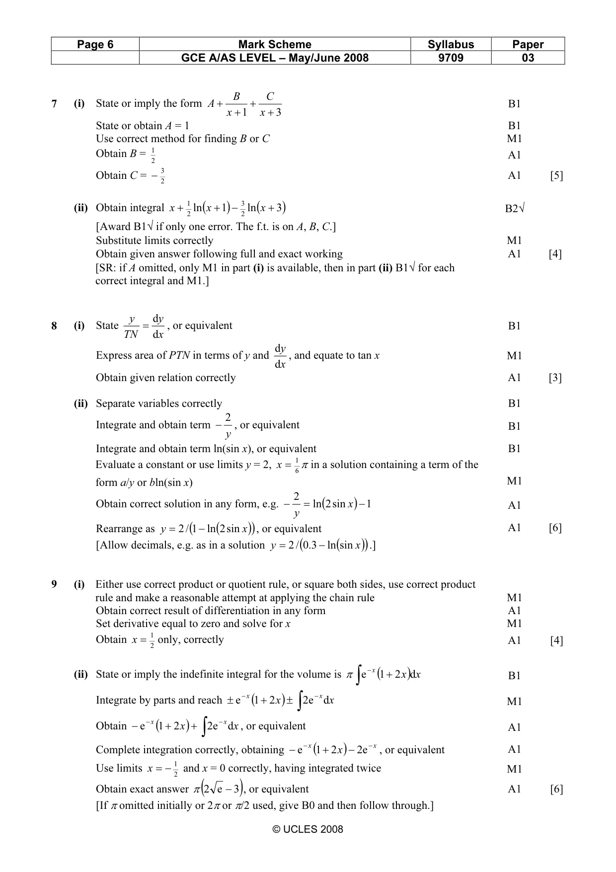 Mark scheme, page 6 of 7