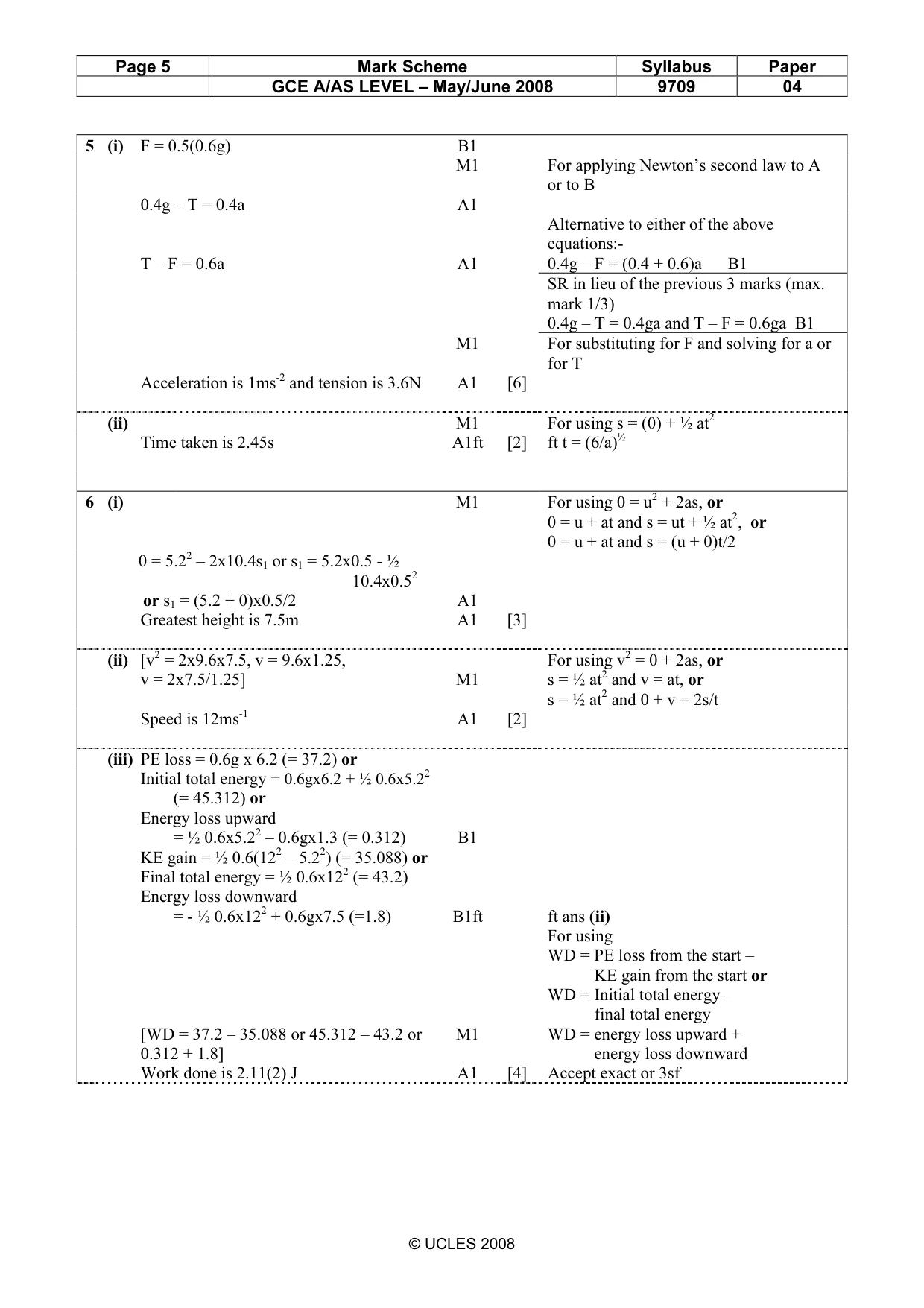 Mark scheme, page 5 of 6