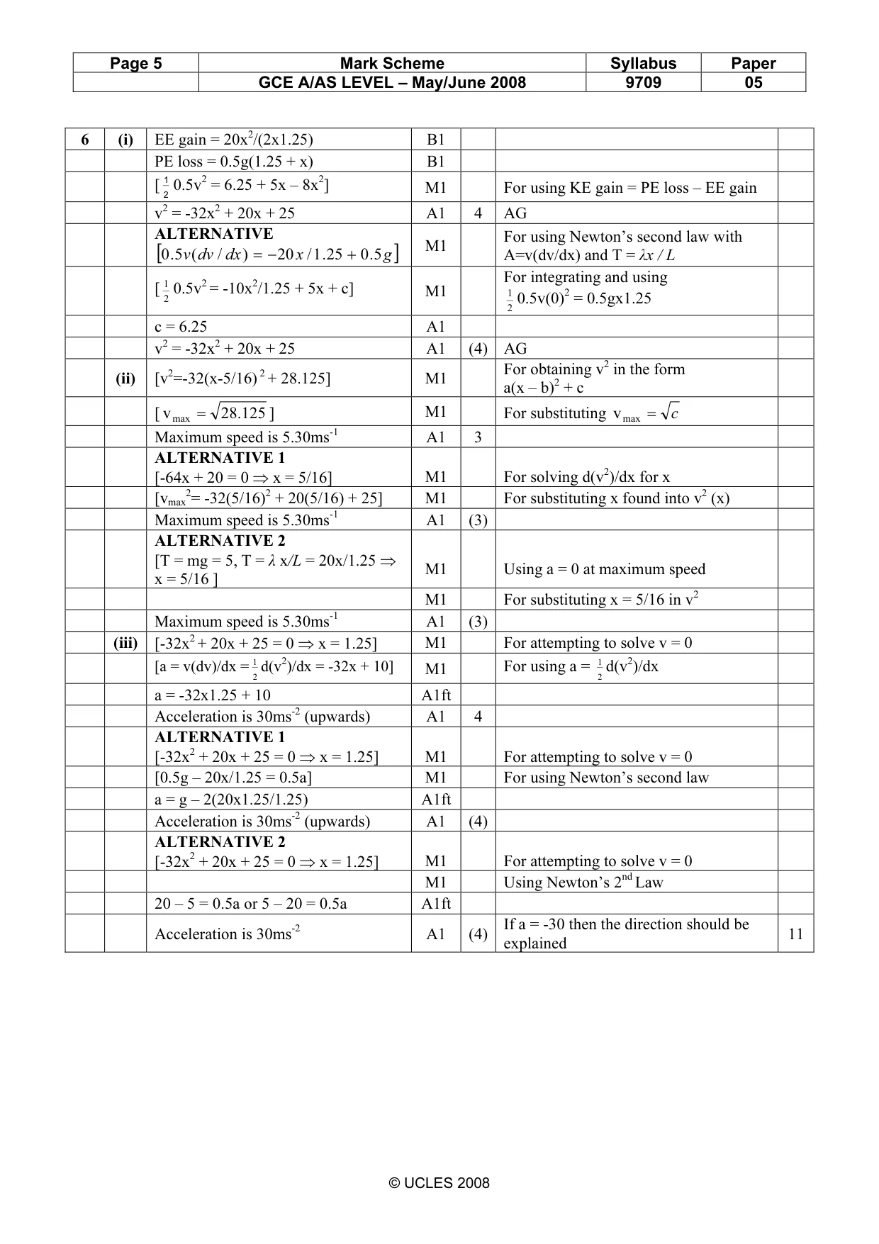 Mark scheme, page 5 of 6