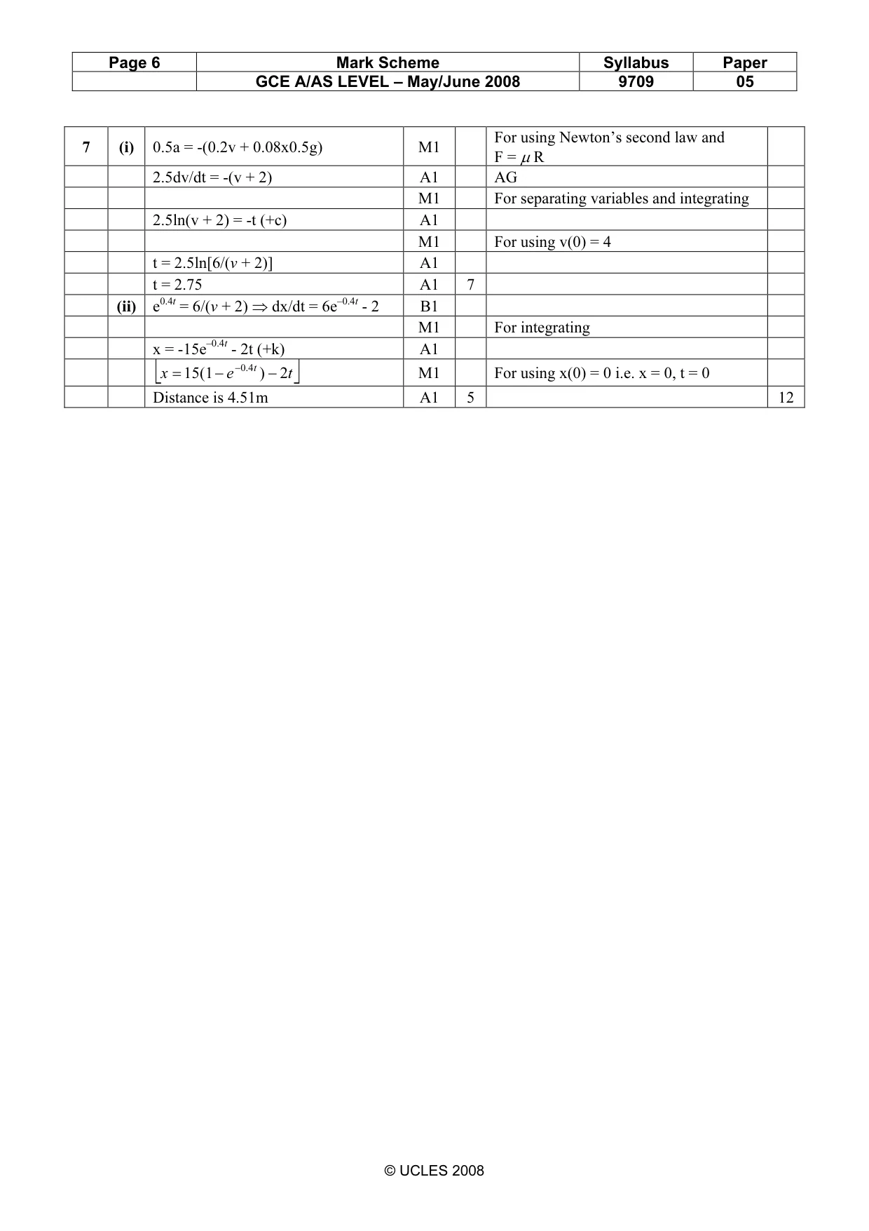 Mark scheme, page 6 of 6