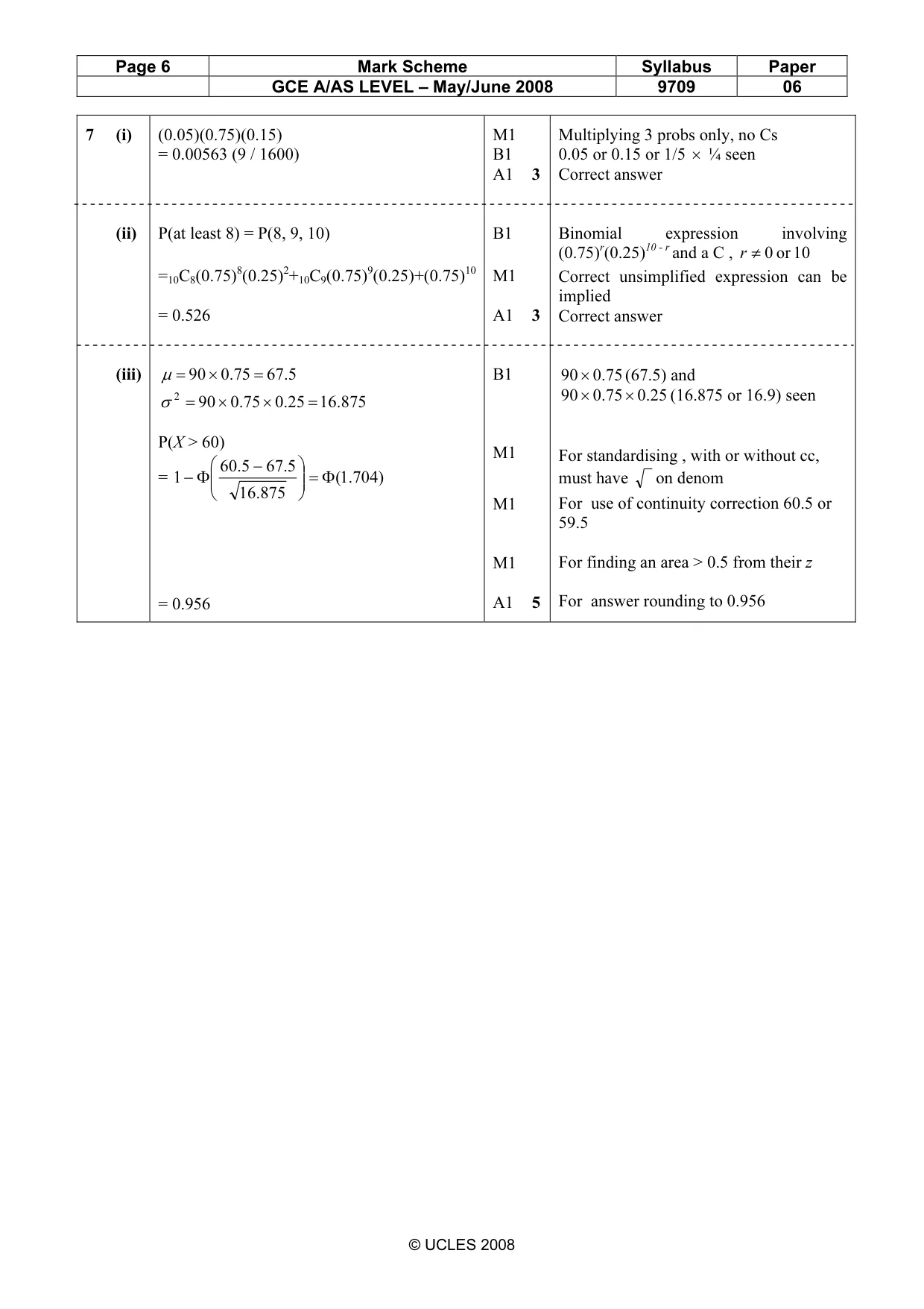 Mark scheme, page 6 of 6