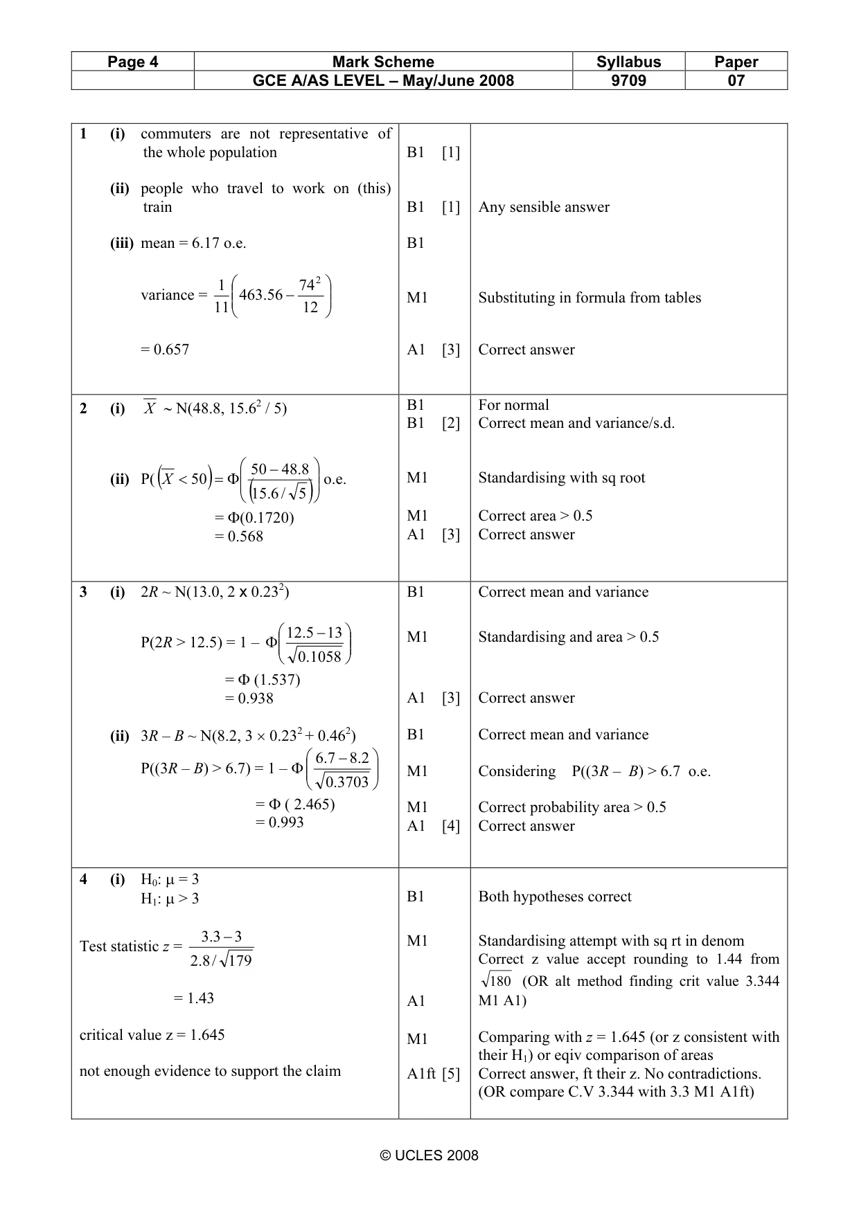 Mark scheme, page 4 of 6