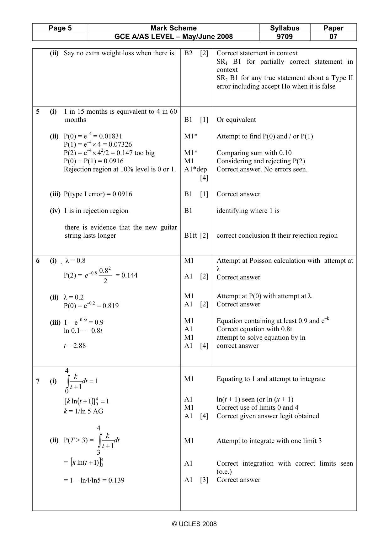 Mark scheme, page 5 of 6