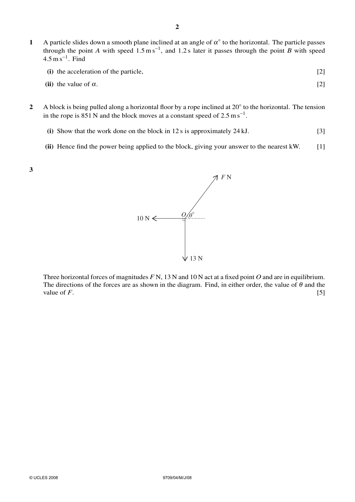 Cambridge A Level Mathematics 9709 2008 May/June Paper 4 · Variant 1 question paper, page 2 of 4