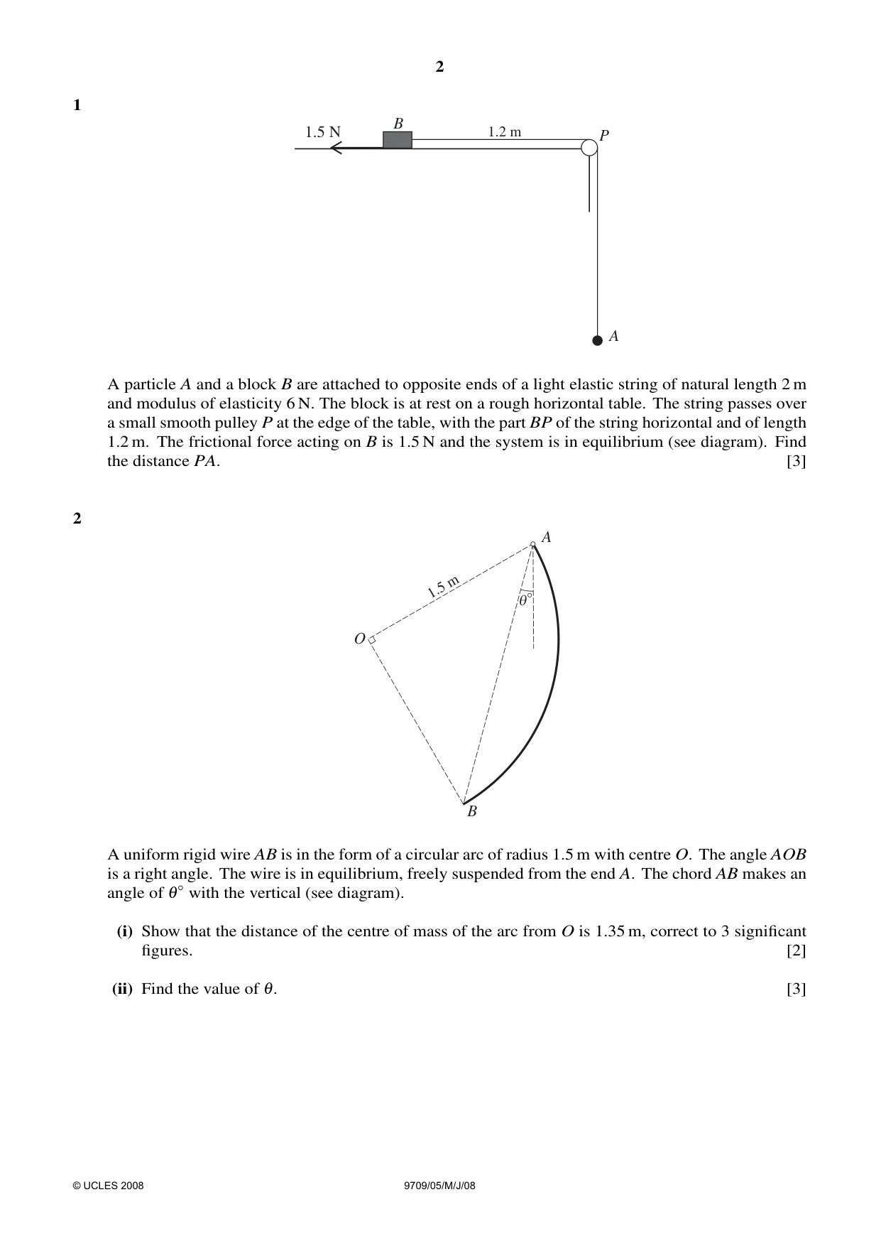 Cambridge A Level Mathematics 9709 2008 May/June Paper 5 · Variant 1 question paper, page 2 of 4