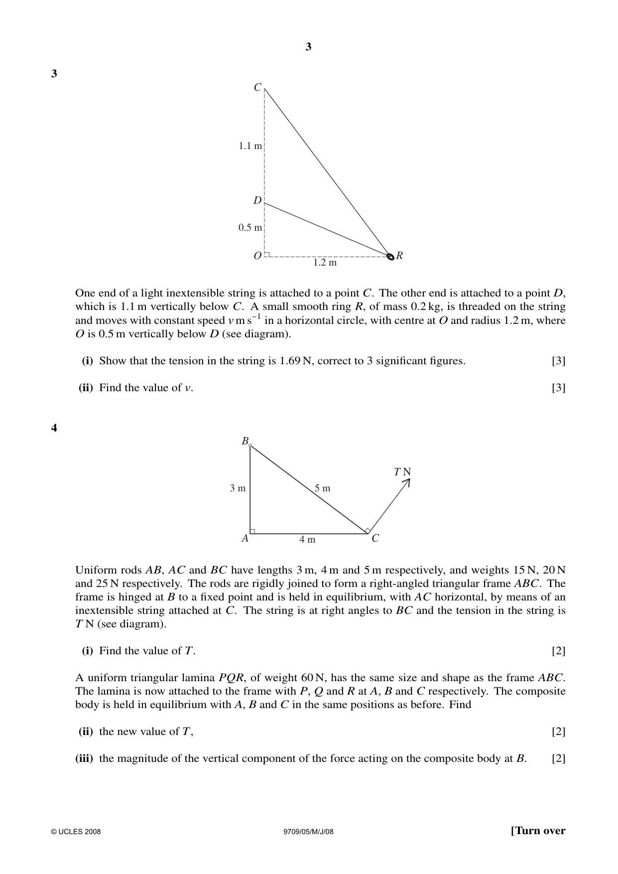 Cambridge A Level Mathematics 9709 2008 May/June Paper 5 · Variant 1 question paper, page 3 of 4