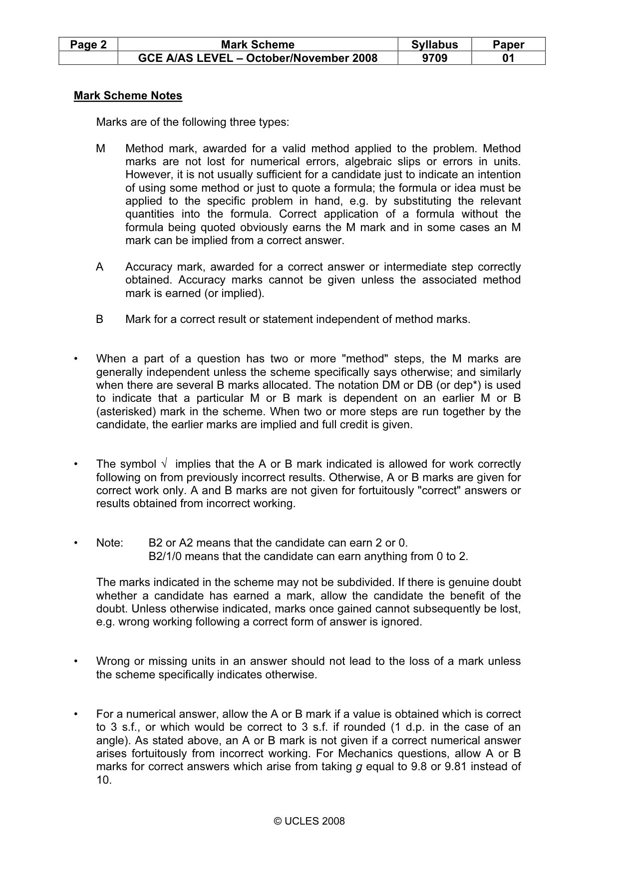 Mark scheme, page 2 of 7