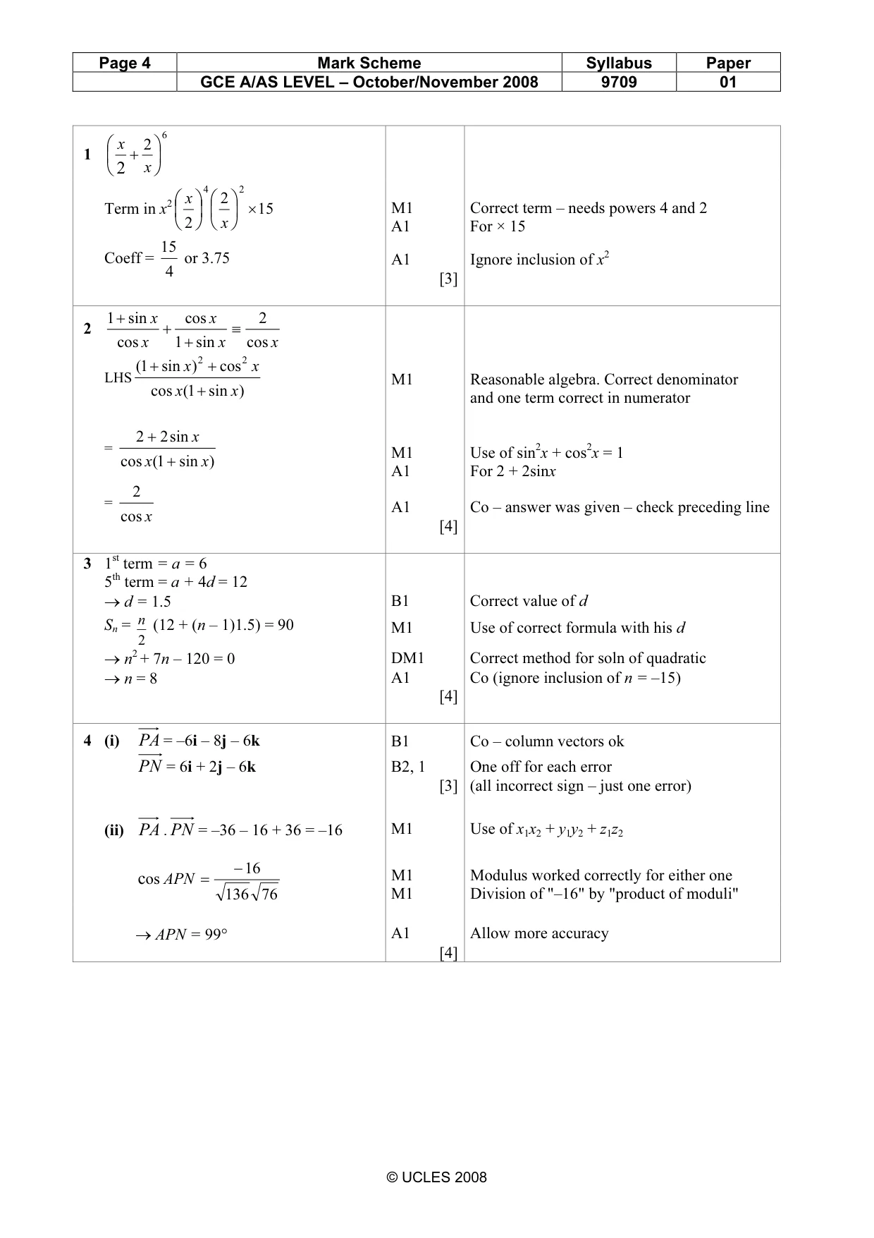 Mark scheme, page 4 of 7