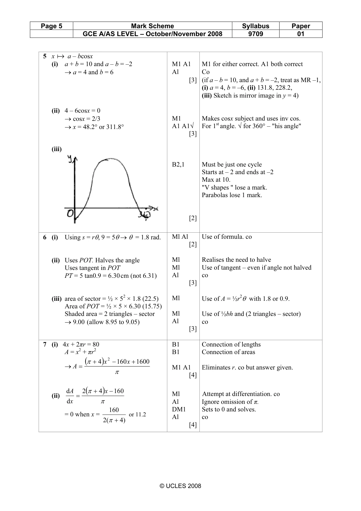 Mark scheme, page 5 of 7